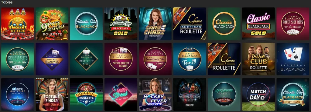 zodiac casino table games